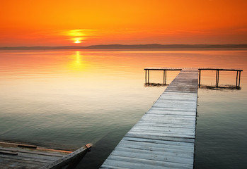 Obraz na płótnie Canvas Lake Balaton with a very nice sunset at summer