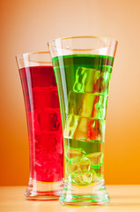 Colourful cocktail in glasses