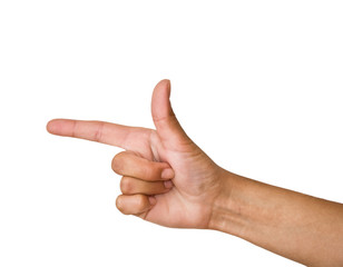 Female hand with outstretched index finger. Isolated