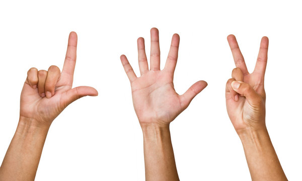 Human hands on a white background. Different variants