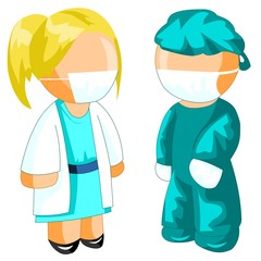 Female doctor and surgeon icon