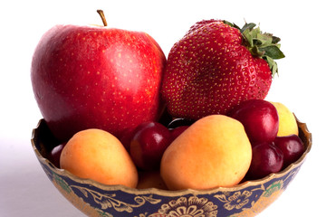 fruit, metal vase, isolated
