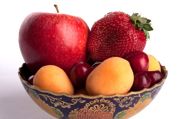 fruit, metal vase, isolated