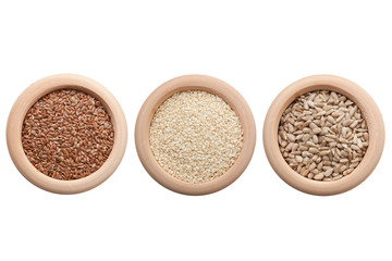 Flax, sesame and sunflower seeds