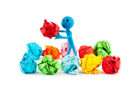 Smilies in recycling concept on white