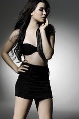 casual fashion sexy model posing in light background