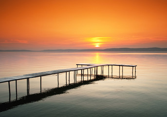 Naklejka na ściany i meble Lake Balaton with a very nice sunset at summer
