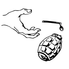 hand rhrowing bomb vector