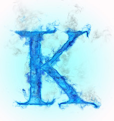 Letter K in blue ink design