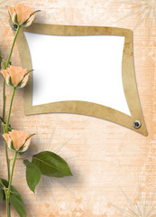Grunge frame for photo with beautiful roses