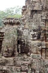 Stone Face Carving Bayon Temple Cambodia