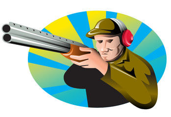 hunter shooting aiming shotgun rifle