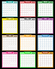 Calendar 2012 assorted colors
