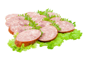 Sausage with green vegetable