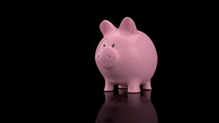 rosa sparschwein auf schwarz