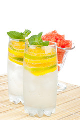 Summer fruity drink with ice