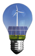 Windrad und Solarzellen