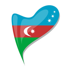 azerbaijan flag button heart shape. vector