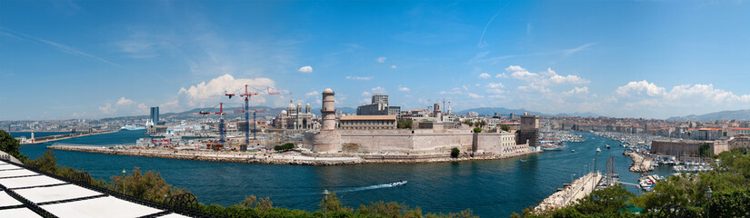 Port, Fort Saint-Jean and Old port (Vieux Port) in Marseille