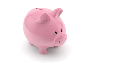 rosa sparschwein auf wei&szlig; von oben