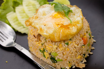 Crab fried rice with fried egg