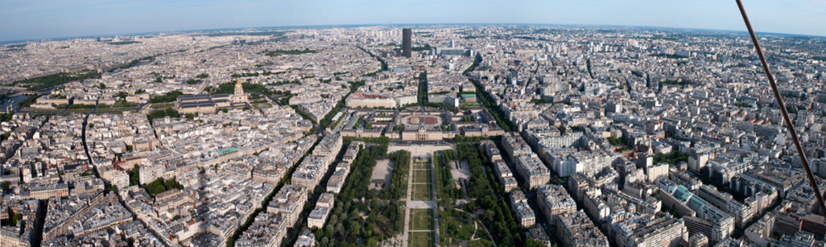 Panoramic aerial view on Paris from the Eiffel tower
