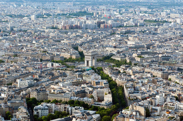 Fototapeta premium Aerial view on Arc de Triumph from Eiffel tower