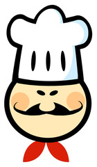 Asian Chef Man Face Cartoon Mascot