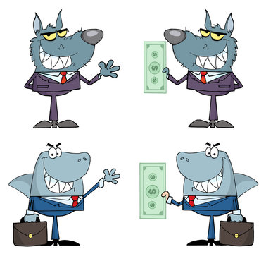 Animals Businessmen Cartoon Characters Vector Collection