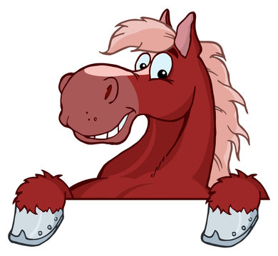 Red Horse Mascot Cartoon Head