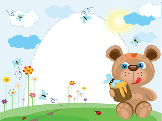 Naklejka premium Summer frame with bear