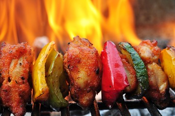 Grillfleisch, Gemüse