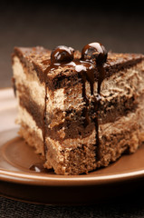 Homemade chocolate cake close-up