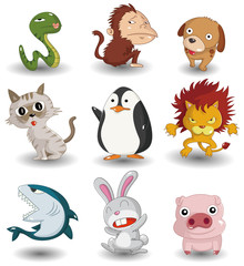 cartoon animal icon set