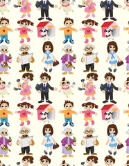 cartoon family seamless pattern