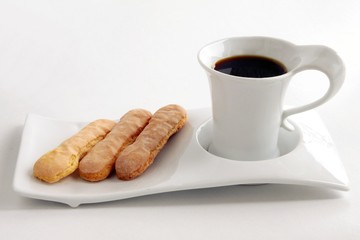 black coffee and bisquits