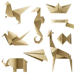Crédence de cuisine en verre imprimé Animaux géométriques ensemble d& 39 origami à l& 39 ancienne
