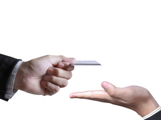 business card in a hand
