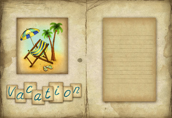 Vacation background with chaise lounge