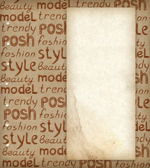 Old papers with fashion text