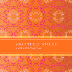 Invitation card with flower pattern and banner