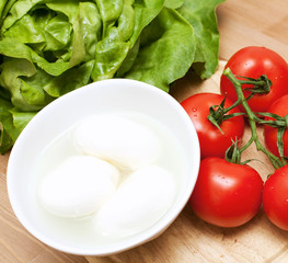 mozzarella, tomatoes and lettuce