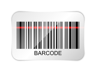 Vector barcode icon with red laser beam