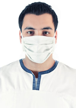 Close up shot of a surgeon,isolated on white background
