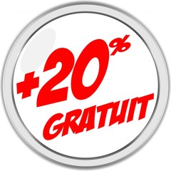 bouton +20% gratuit