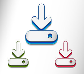 Glossy arrow moving down icon