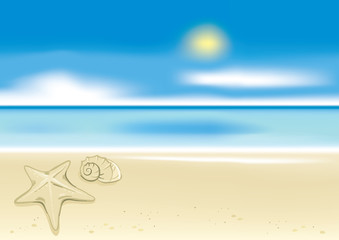 Fototapeta na wymiar Beach background with a starfish