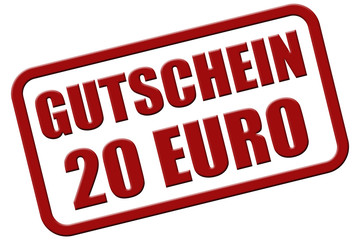 Stempel rot rel GUTSCHEIN 20 EURO