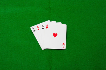 Four aces on isolated background