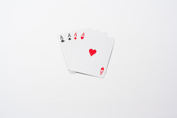 Four aces on isolated background